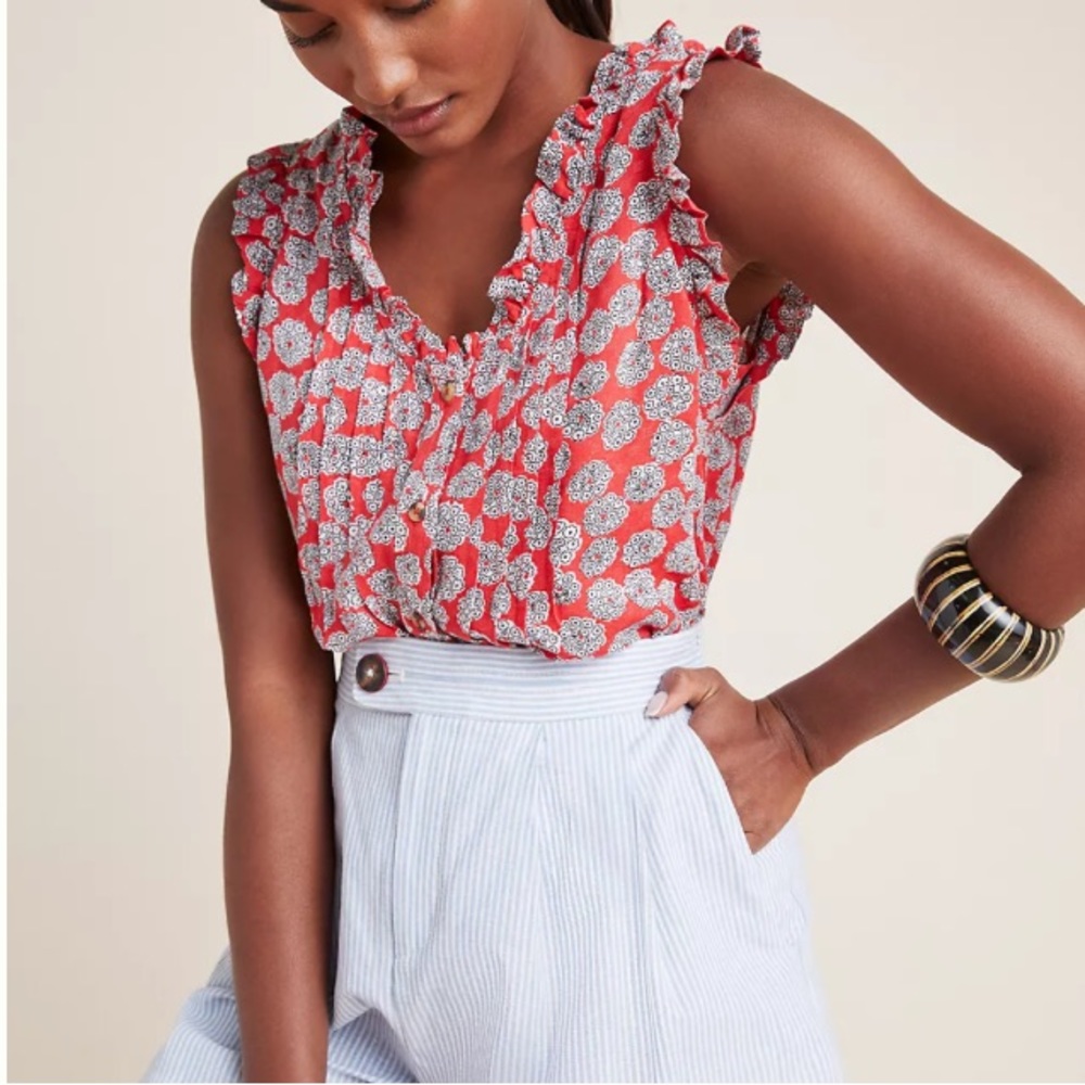 Anthropologie Maeve Rayne Sleeveless Buttondown
